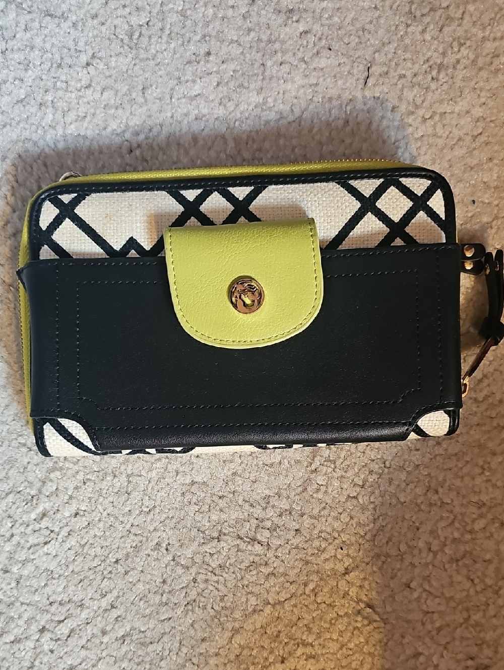 Spartina 449 Black, White & Lime Crossbody Wallet